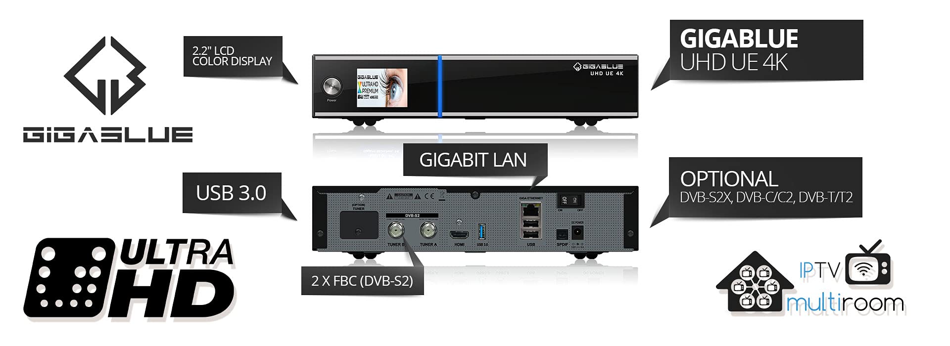 GigaBlue Odbiornik GigaBlue UHD UE 4K - 2 DVB-S2 FBC
