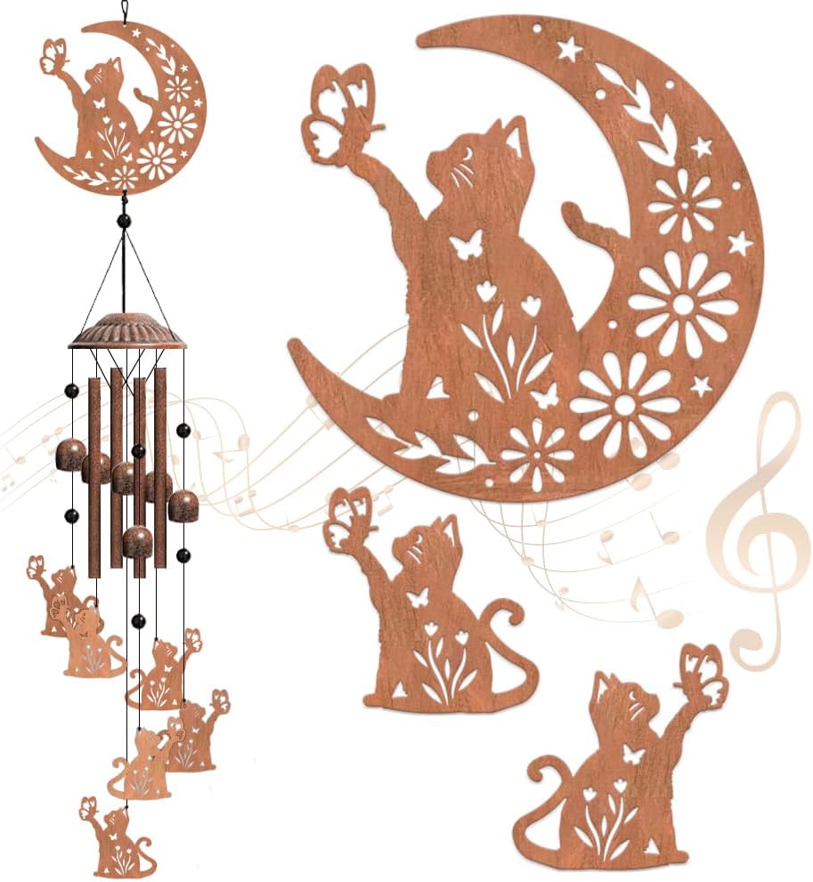 ACRNIGHEET Cat Wind Chimes for Outside Unique Windchimes