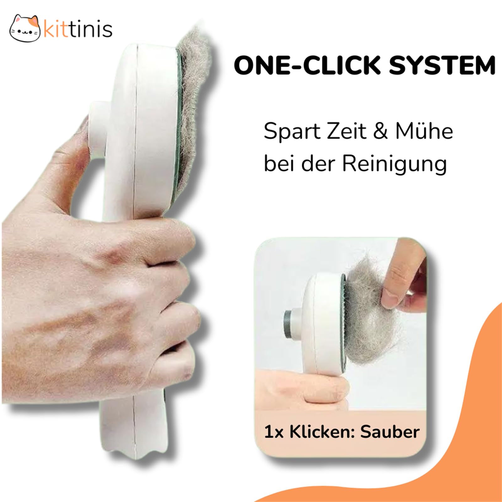 kittinis luxbrush uv zeckenbürste Katzenbürste mit UV Sterilisation Antistatische Entfilzungsbürste für Hunde und Katzen, One Touch Reinigung, tragbar und leicht