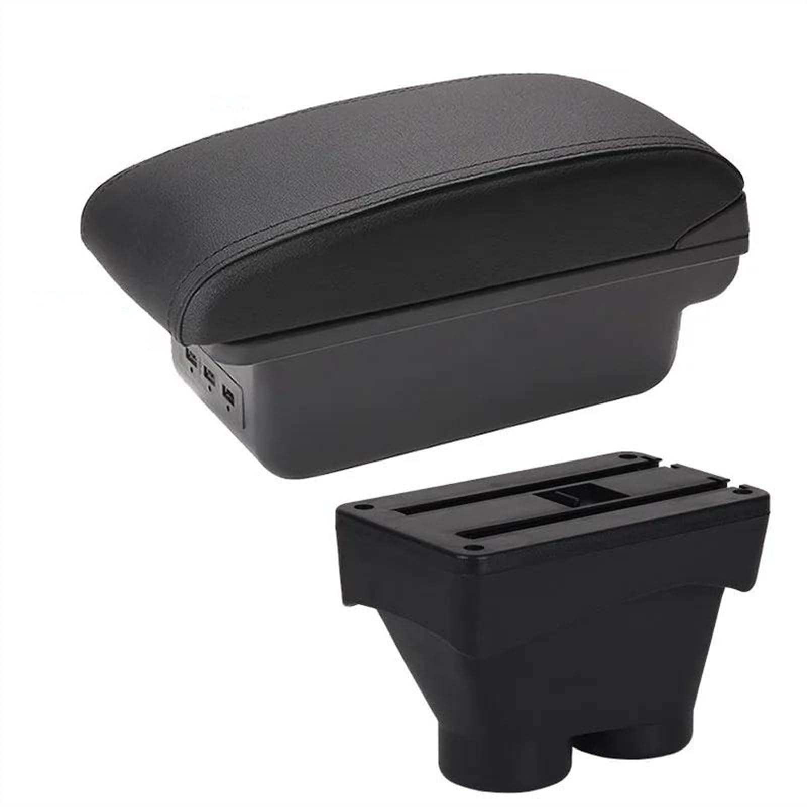 Storage Rack Car Armrest Box Storage Box Retrofit Parts Interior Details Auto Holder Ashtray For Peugeot 208 2012-2018(B2 Black line 3USB)
