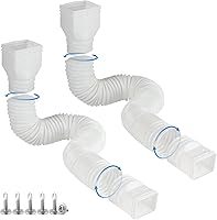 plusgutter Flexible Rain Gutter Downspout Extensions 2-Pack White - Extendable 21-68 Inches, Patented Durable PE with Adapters