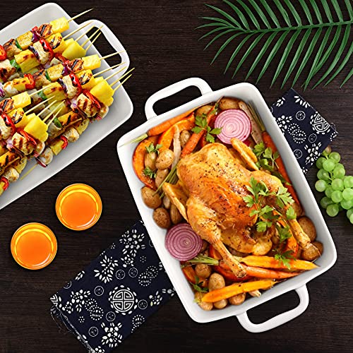 Bandeja de cerámica para horno rectangular grande que distribuye el calor 7