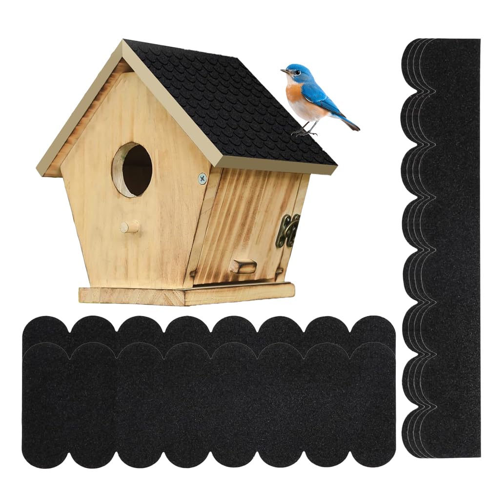 Mini Bardeaux de Toit Auto-Adhésifs, 32 Pièces Bardeau Bitume Toiture, Imperméables Feutre de Toiture Autocollant, Feutre Bitumé pour Nichoirs, pour Nichoir, Clapier, Cabane d'arbre