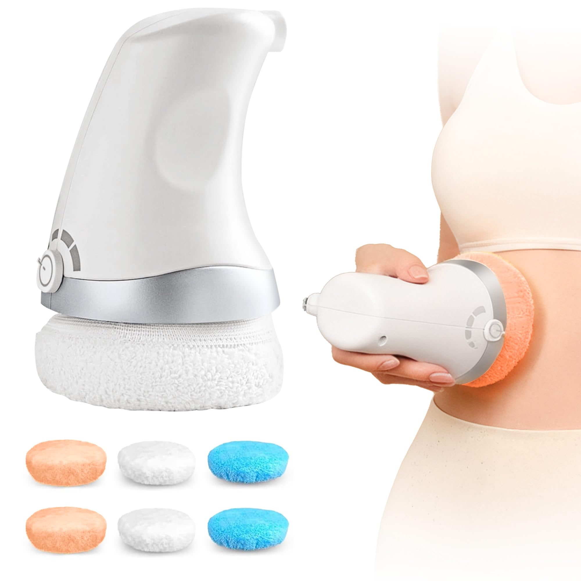 Cotsoco Masseur Anti-Cellulite Électrique avec 6 coussinets lavables doux pour la peau pour l'abdomen, la taille, les fesses, les bras et plus encore, raffermir et lisser la peau grâce au massage
