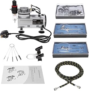 EXCLUZO Prof ional Airbrush Air Compr or Kit Hobby Nail Art Paint Spraying Air Brush Set with Cleaning Brush