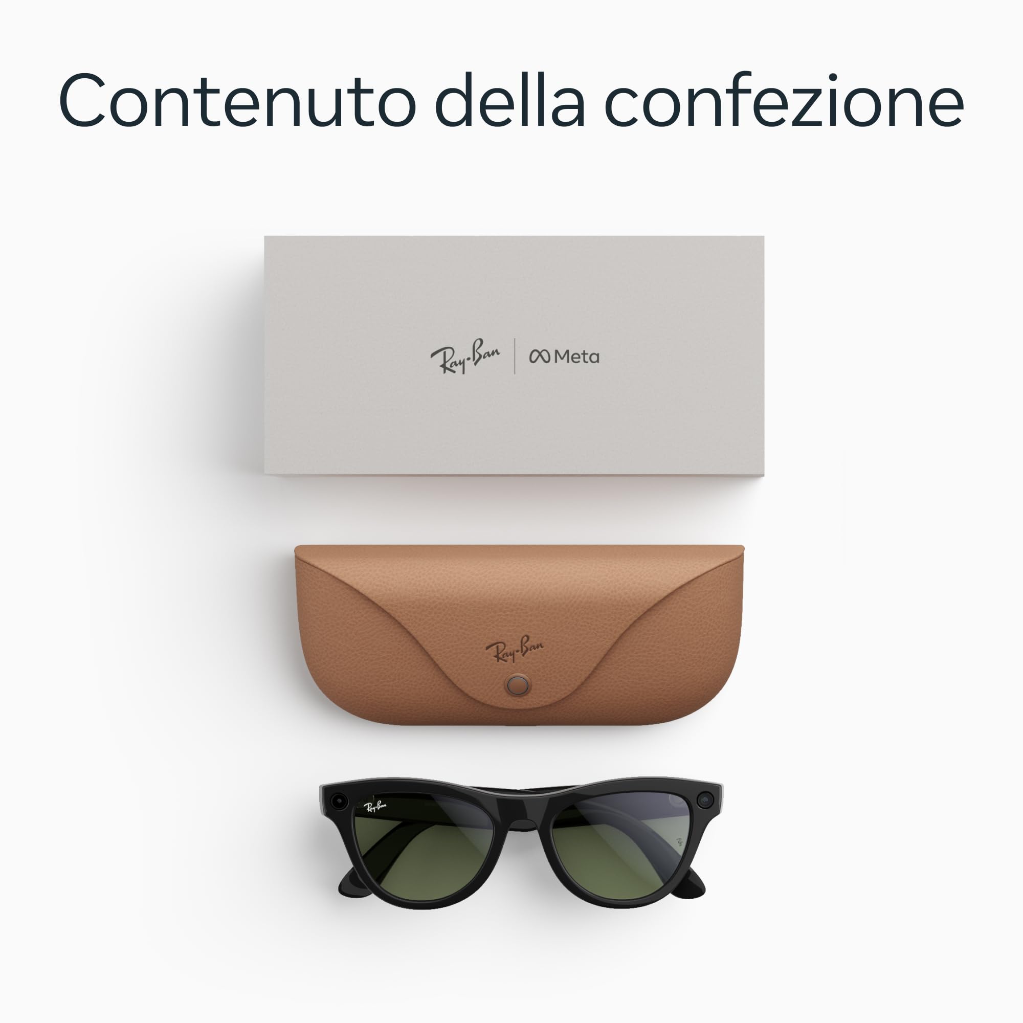 Ray-Ban Meta (Gen 2) Skyler Occhiali AI per Uomo, Donna — Fotocamera Ultra-Wide 12 MP, Video 3K Ultra HD, Open-Ear Audio, Meta AI — 2X Durata della Batteria — Montatura Nera Lucida, Lente G15 Green