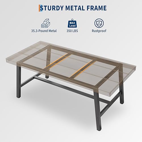 Vista 9 de GarveeHome Mesa de Comedor Industrial para 4-6 Personas, Mesa de Cocina de Madera de 63" de Largo con Marco de Metal Resistente y Acabado Gris