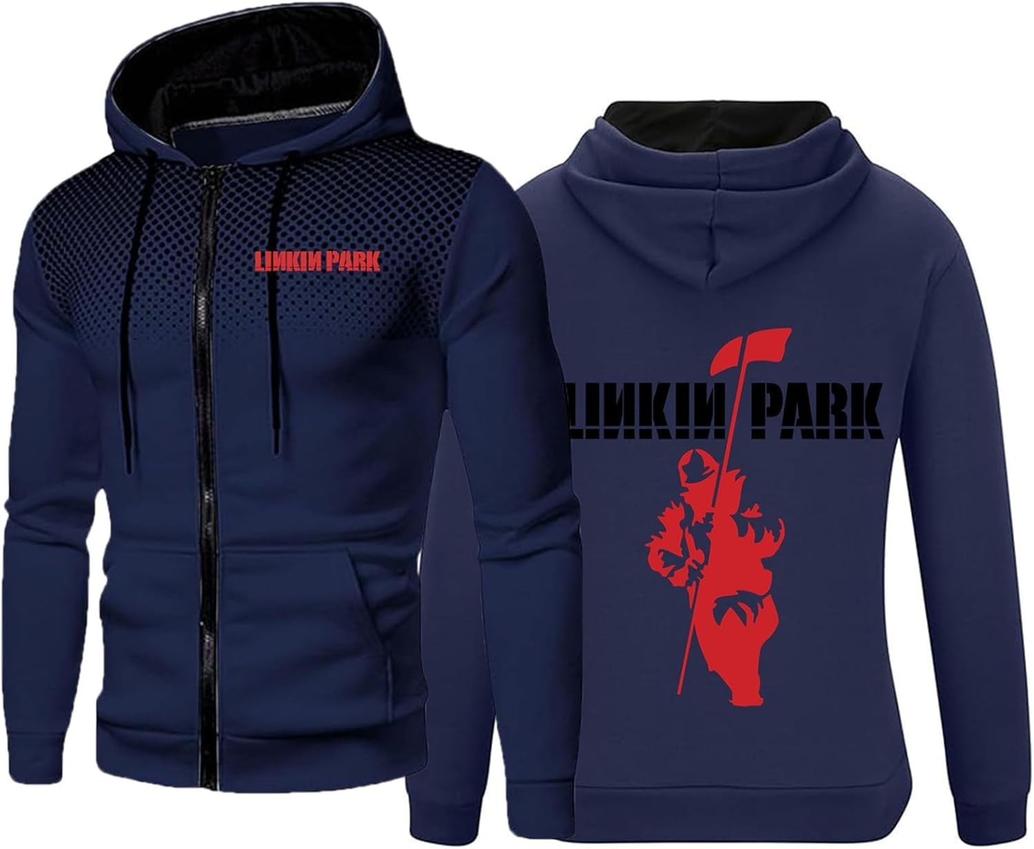 Men's Hoodies for Linkin Park Zip Up Hooded Sweatshirt Jacket Adults Teenagers Pullover Hoodie Hooded Sportswear(B,S)