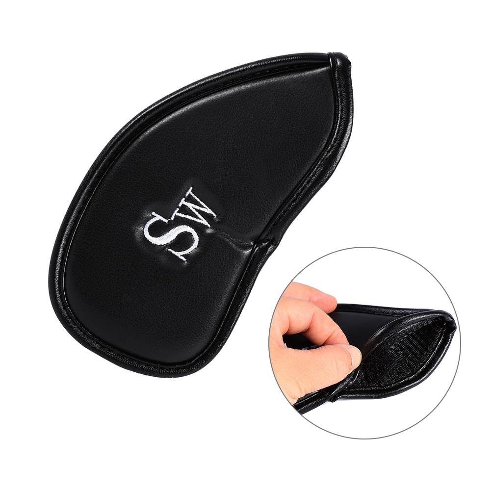 Nikou Club Head Cover, Covers Sleeve, Golf Iron Putter 12pcs PU Leather Black Cover Protector Set
