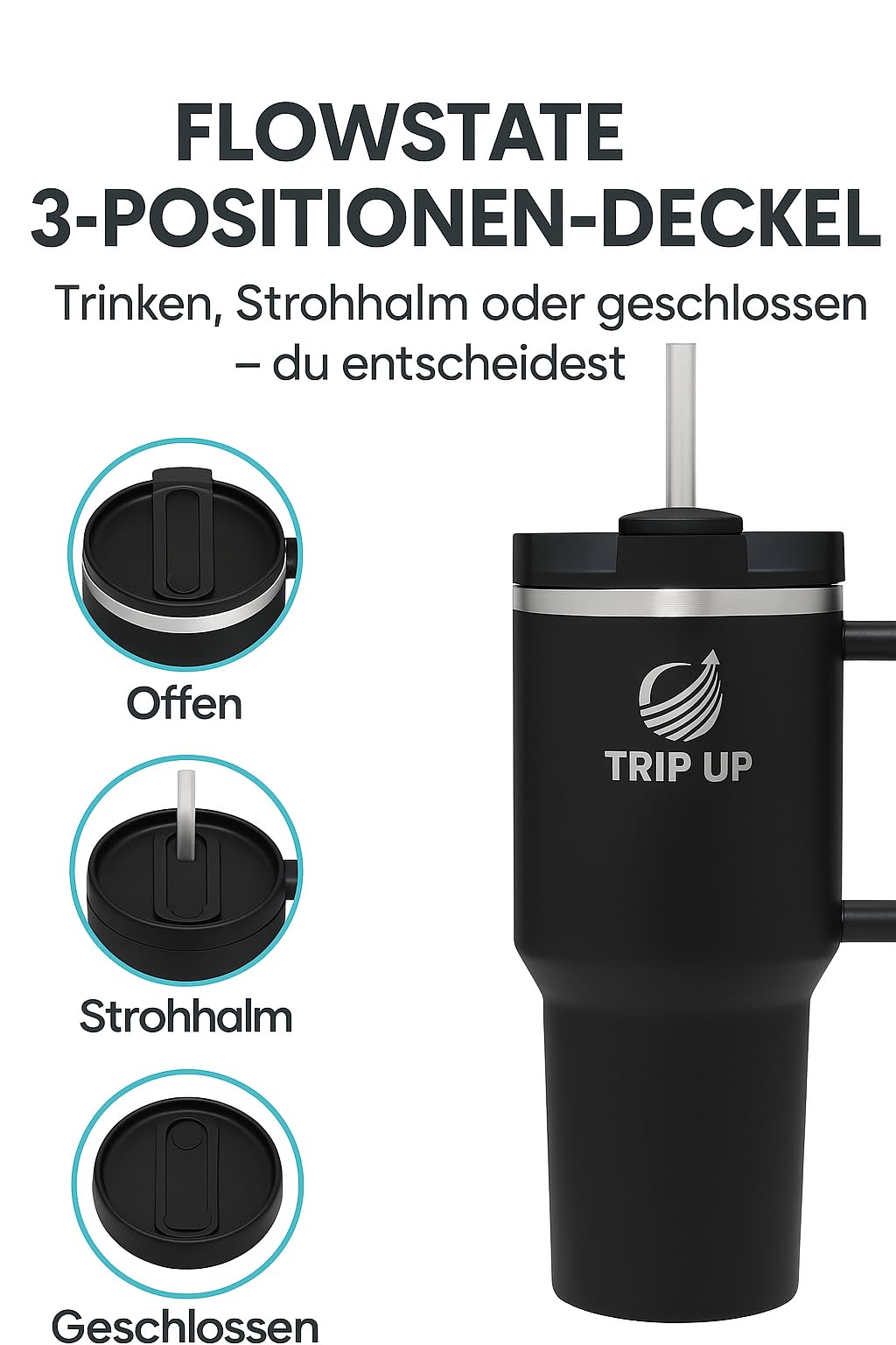 Thermobecher 1180 ml – 2er Mix: Zeta Green + Jet Black | Edelstahl, doppelwandig, mit Henkel, auslaufsicher, spülmaschinenfest