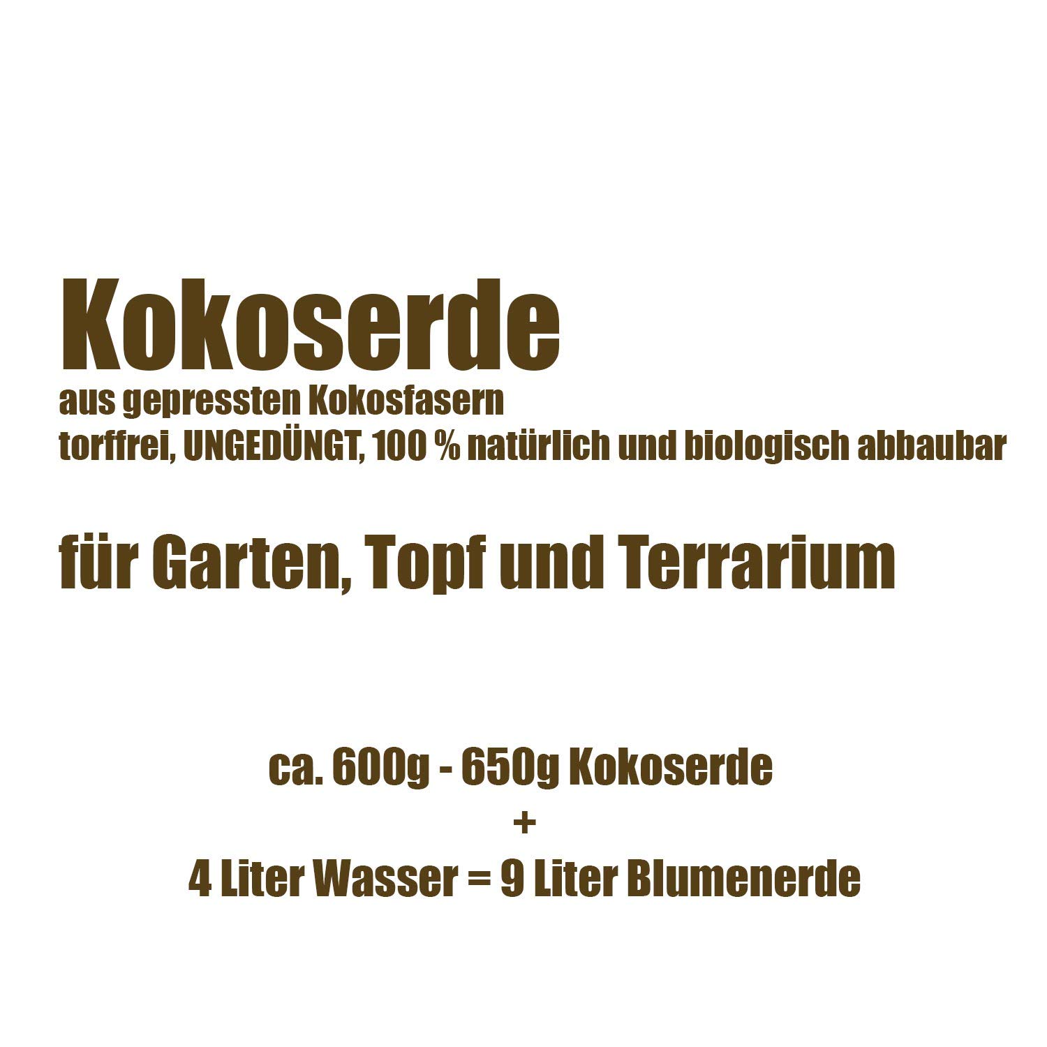 Humuserde I Erde aus Kokosfasern 20 x 650g I 100% natürlich & biologisch abbaubar I nährstoffarme Anzuchterde torffrei & ungedüngt I Kokoserde für Pflanzen/Hochbeete & Terrarien