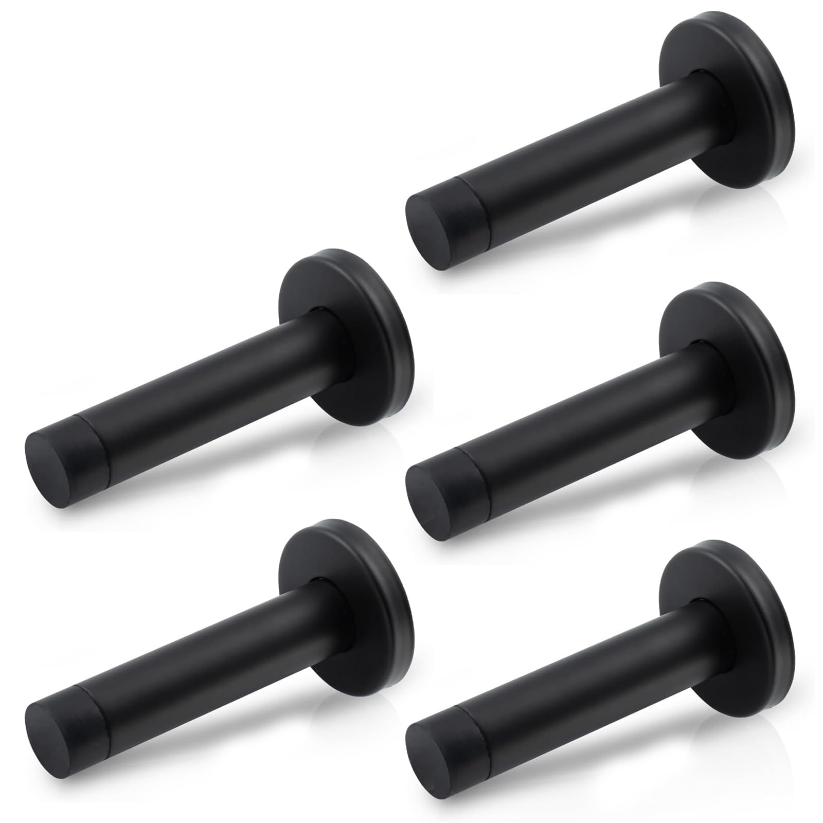Woobroo 5 Pcs 90mm Door Stop - 304 Stainless Steel Wall Protector with Rubber Bumper Pads Ideal for Home and Office Use