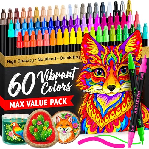 ARTISTRO 60 Precision Dual-Tip Acrylic Paint Markers – Paint Pens