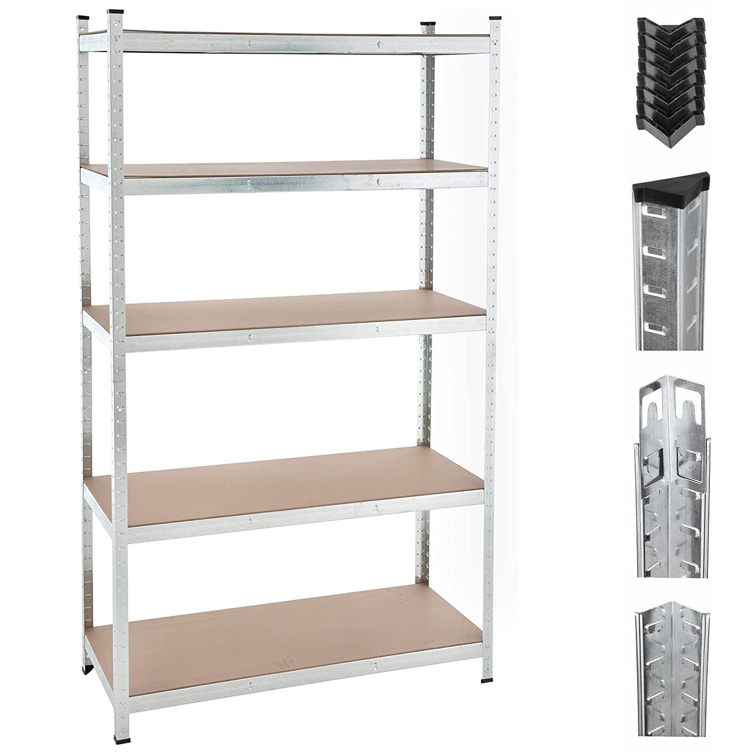 200 x 100 x 50 cm, regał magazynowy do dużych obciążeń, regulowany regał wtykowy, regał metalowy, regał ogrodowy, piwniczny, warsztatowy, obciążenie do 875 kg (175 kg na półkę), łatwy montaż,