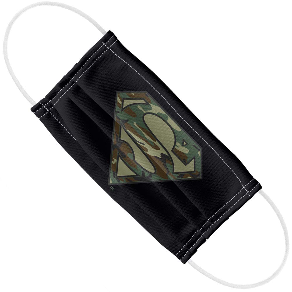 Popfunk Superman Camo Classic Logo 1-Ply Reusable Face Mask Covering with Adjustable Nose Wire, Unisex