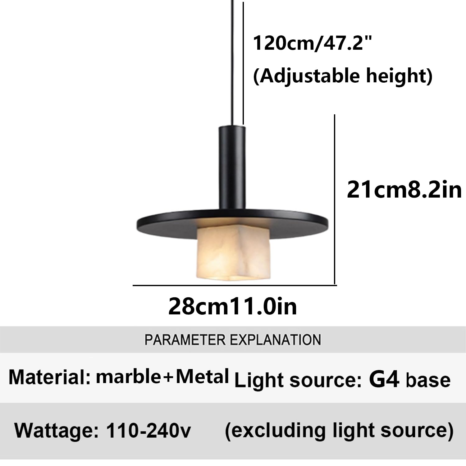 Lampada a sospensione moderna e minimalista in marmo