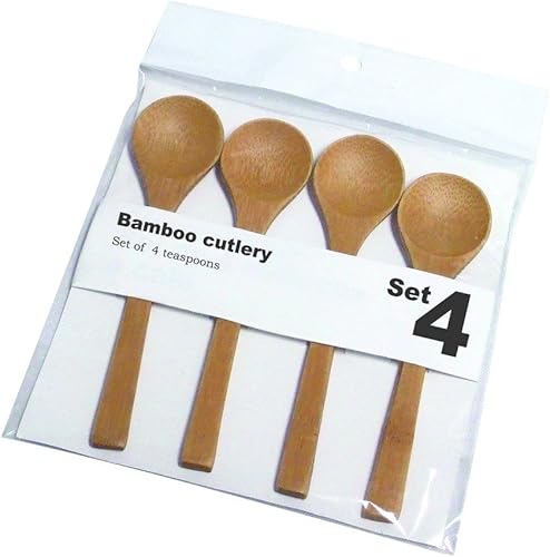 Time Concept Cubiertos de bambú de madera, juego de 3, cuchillo de mantequilla, cuchara de mermelada, cuchara de helado - Utensilios de