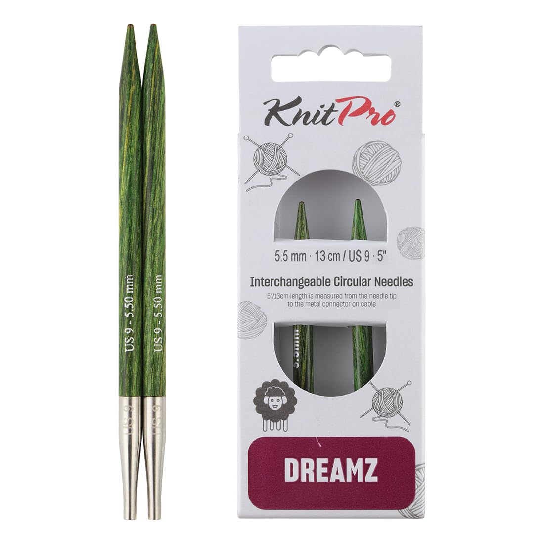 Knitpro Misty Green Dreamz Interchangeable Circular Needles 5" (13Cm) | Size 5.50Mm