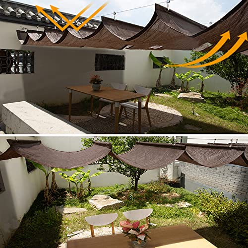 Voile d'ombrage rétractable toile imperméable anti-UV marron avec fixation pergola jardin - 4