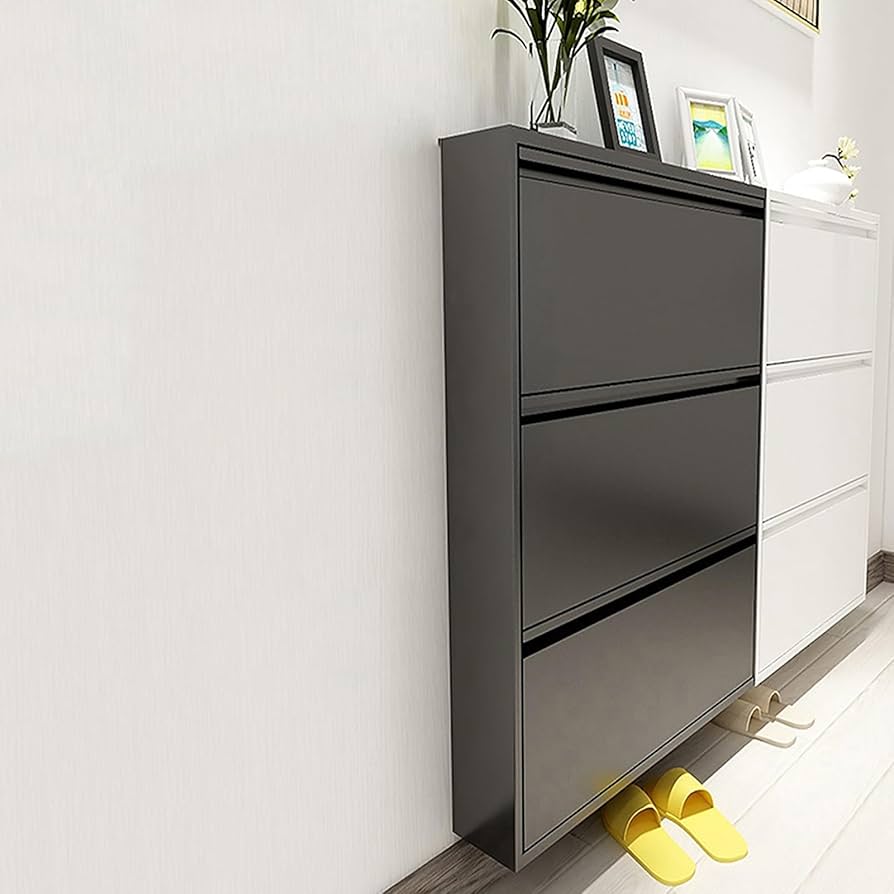 SoBuy シューズボックス 薄型 靴箱 下駄箱 スリム ブラック 色:ブラック】SoBuy シューズボックス 薄型 下駄箱 靴箱 スリム