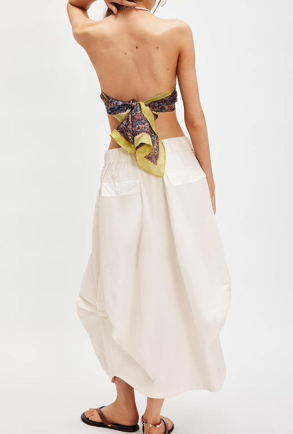 TERIVEEK Women Poplin Midi Skirt Baggy Summer Mid Rise Parachute Skirt Y2k Cargo Maxi Long Skirt with Pockets Streetwear
