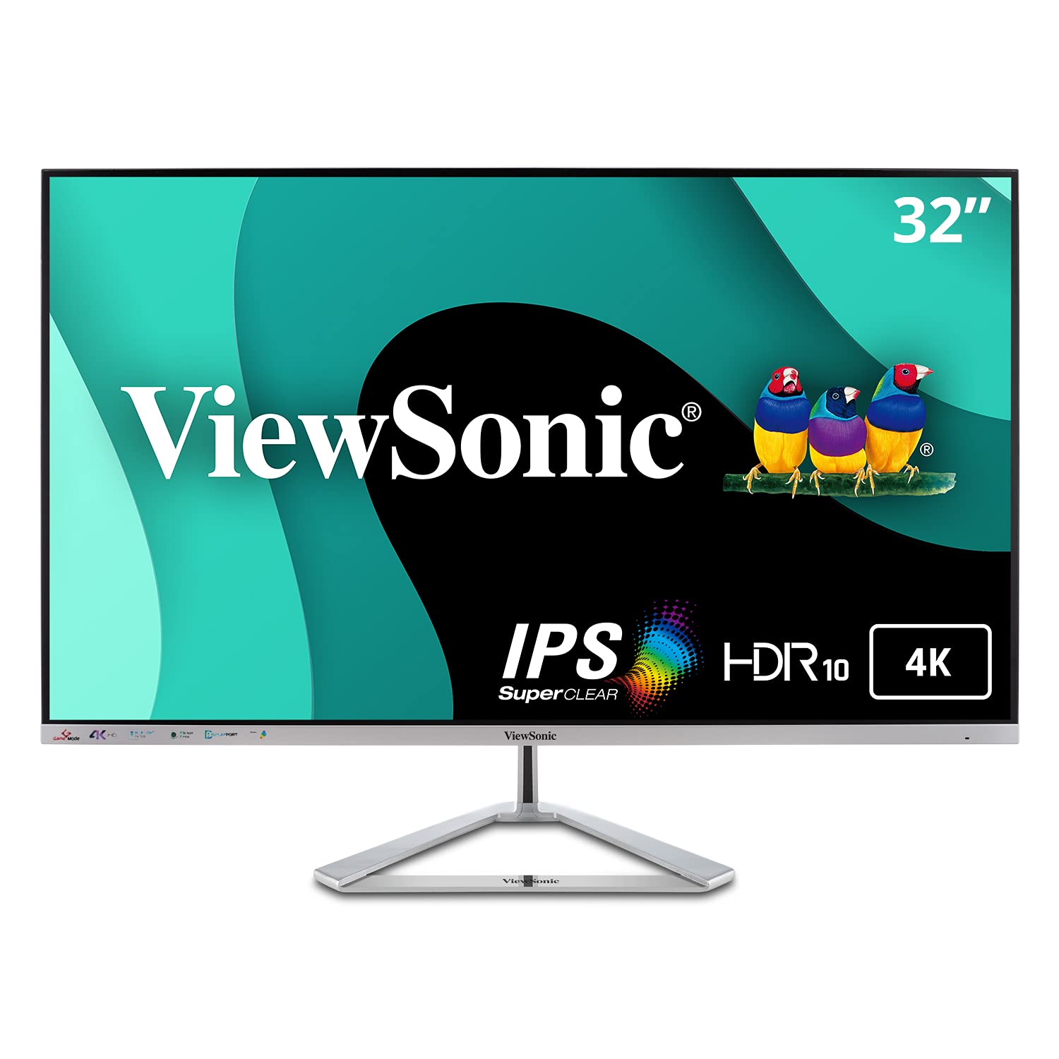 ViewSonic VX3276-4K-MHD 32 Inch Frameless 4K UHD Monitor with HDR10 HDMI and DisplayPort for Home an