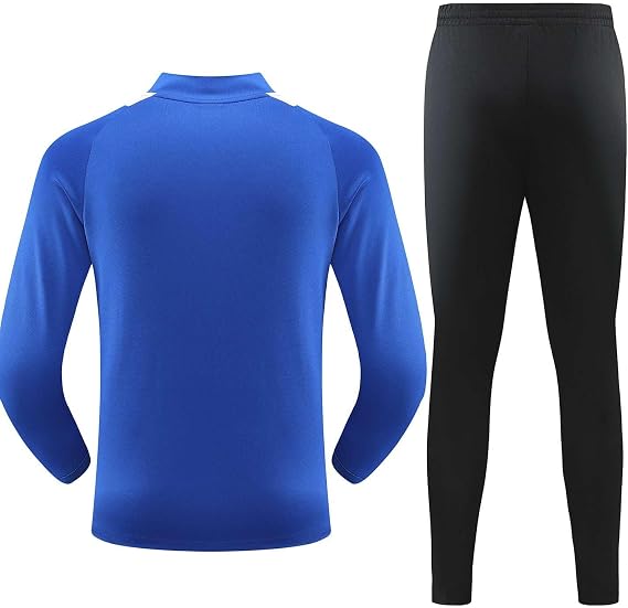 Kids Sports Clothing Sets Boys Long Sleeve Football Soccer Tracksuit Set Training Suits Jersey Kit Blue