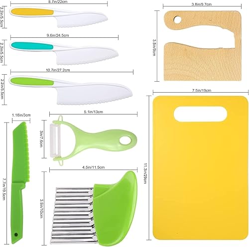 Miniatura 4 de Leking Juego de 3 cuchillos de cocina para niños bordes dentados de plástico juego de cuchillos para niños para cocinar y cortar pasteles frutas y