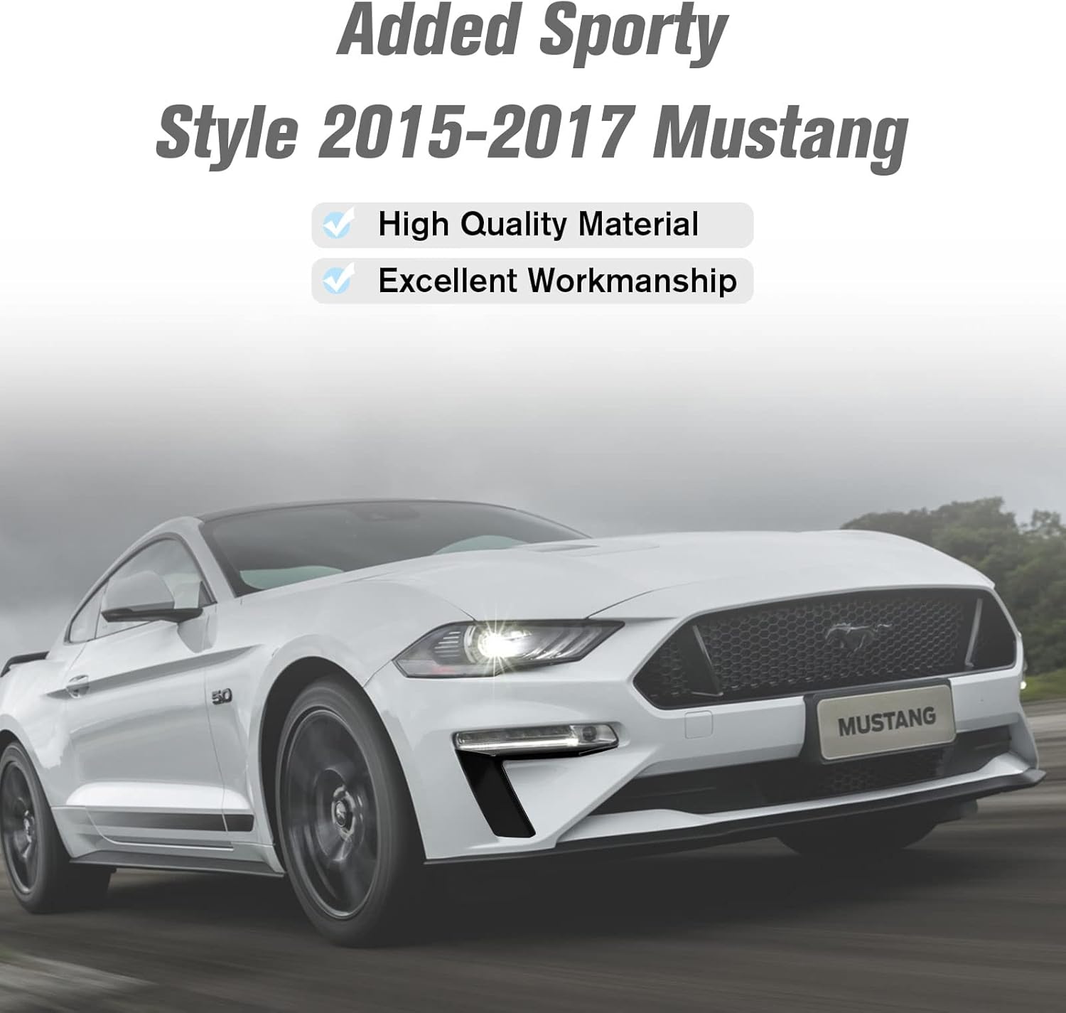 Grilles & Grille Guards - Mesh Front Bumper Upper Hood Grille Grill, Compatible with 15-17 Mustang GT EcoBoost，Black