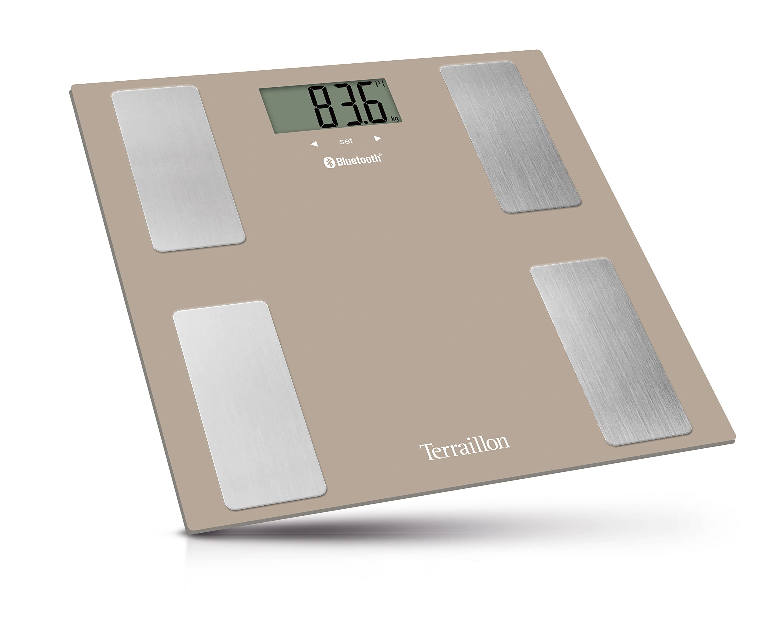 TERRAILLON Pèse Personne Connecté COACH CONNECT - IMC - 8 Utilisateurs - Bluetooth Low Energy - Capacité 160Kg - Marron