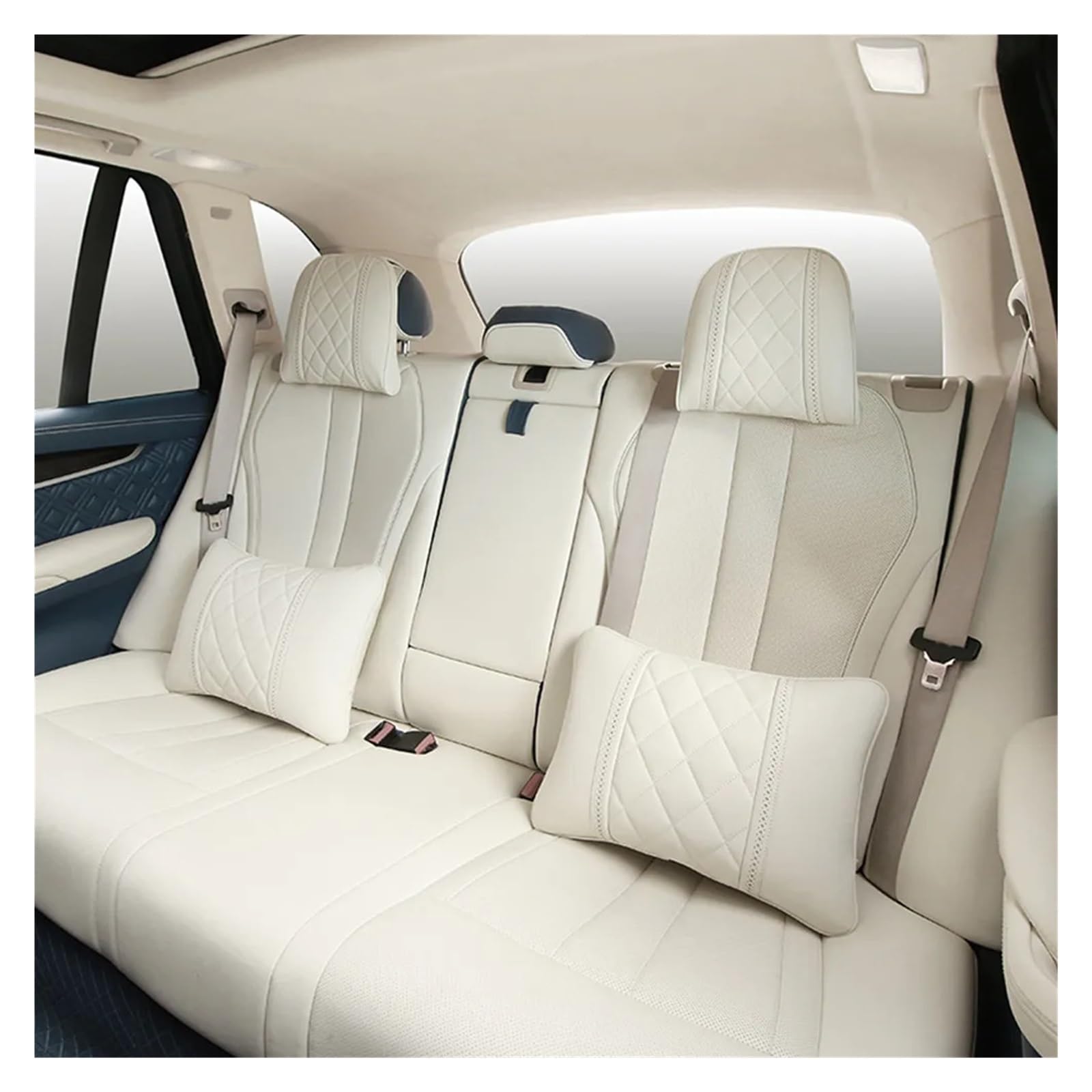 Poggiatesta in pelle per seggiolino auto adatto per poggiatesta cuscino poggiatesta auto cuscino per collo adatto per BMW (colore: beige marrone)