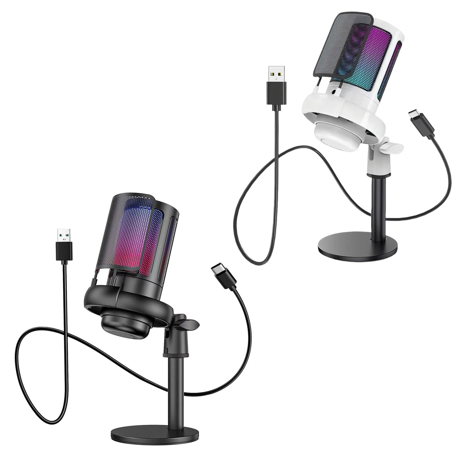 Microfono USB migliorato a LED per streamer di gioco, presentatori di podcast, con suono chiaro e facile installazione microfono USB con cancellazione del rumore