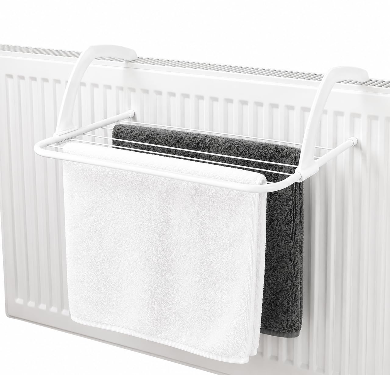 BBSK Over Radiator Clothes Airer, Foldable Drying Rack, Space-Saving Indoor Laundry Hanger, Rust-Resistant, No Tools Required, White