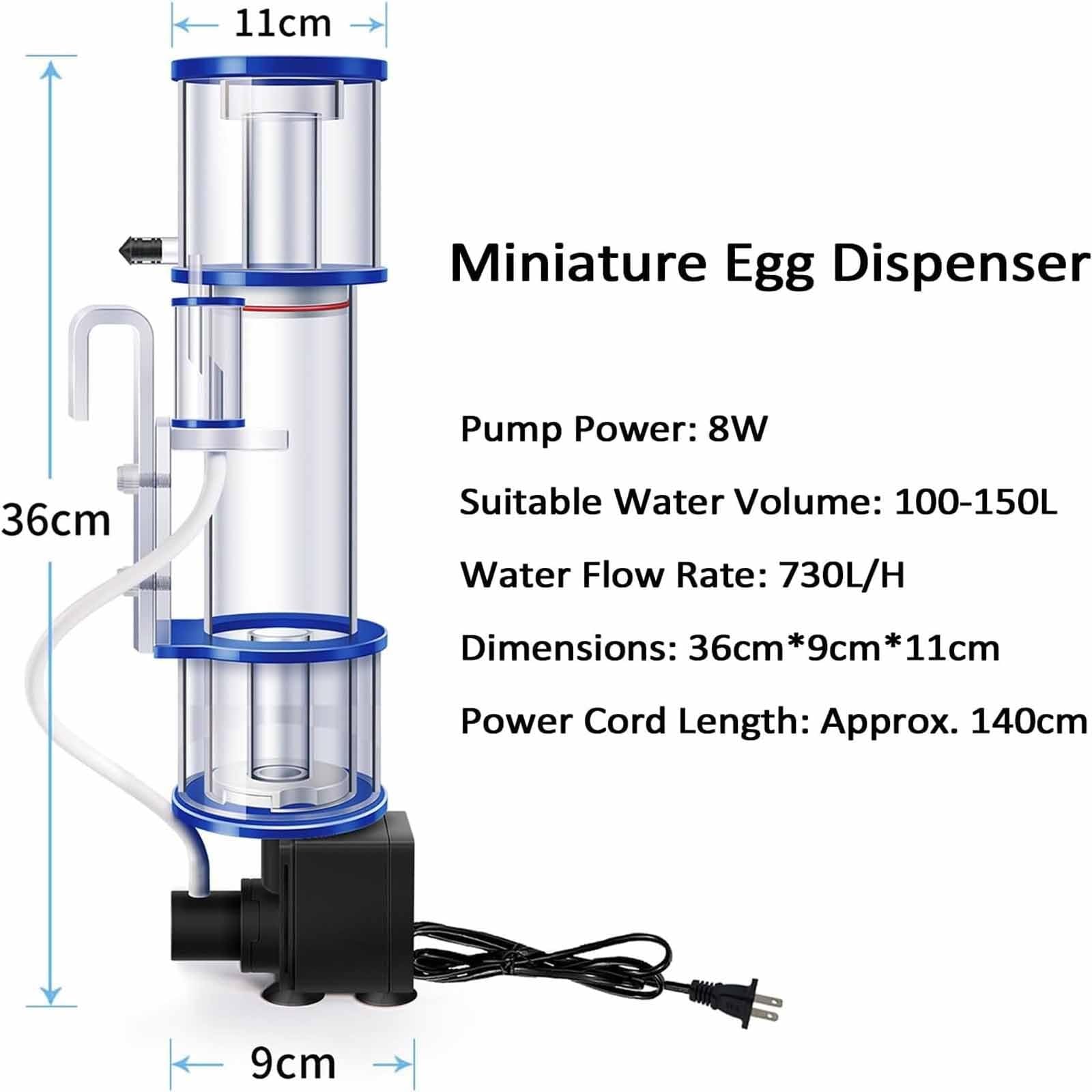Skimmer Para Acuario De Agua Salada, Filtro Colgante De 8 W Con Bomba | Skimmer de superficie de tanque marino, fraccionador acrílico de 8W, para tanque de arrecife de 40 galones, bomba de
