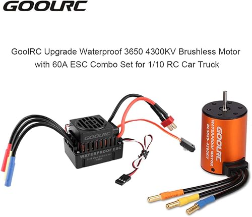 Miniatura 5 de GoolRC Motor sin escobillas impermeable 3650 4300KV mejorado sin escobillas con 60A ESC Combo Set para 1/10 RC Car Truck