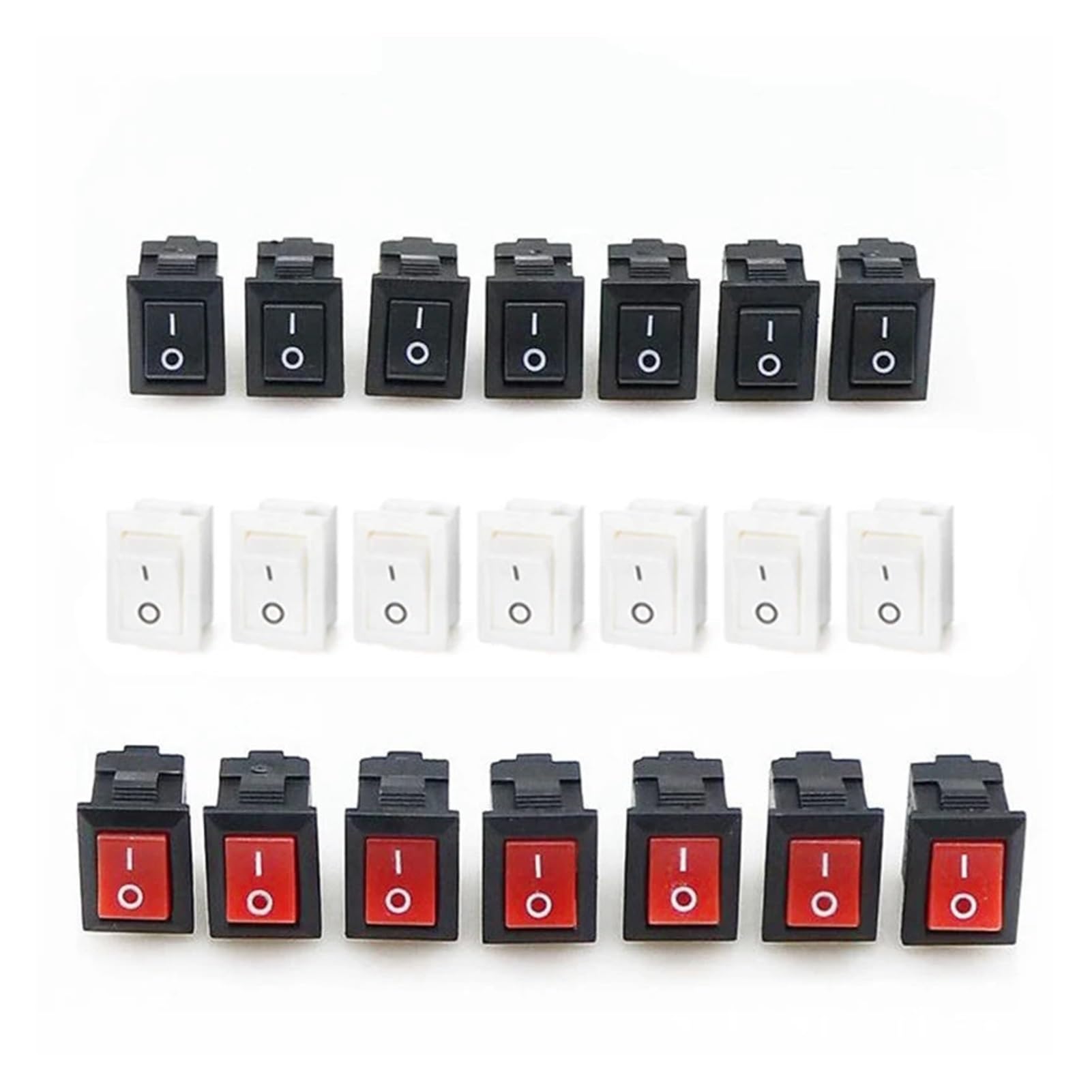 BUUV 5Pcs Boat Rocker Switch 6A 21x15mm SPST 2Pin 10MM*15MM 3A 250V KCD11 Snap-in On/Off Mini Push Button Car Switch(Color:White,Size:21x15mm)