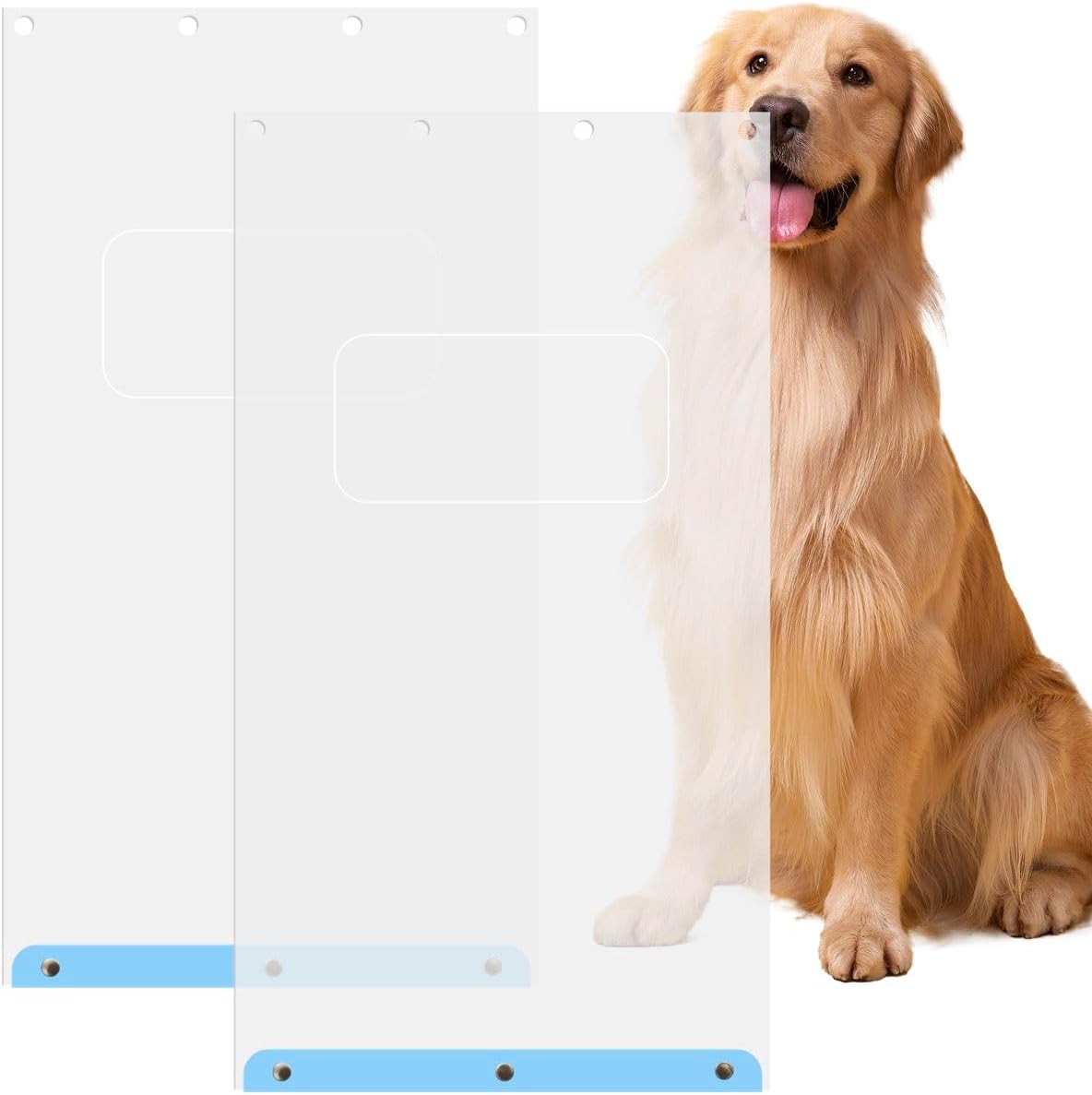 2 Pack Dog Door Replacement Flaps XL, Compatible with Ideal Pet Products Ruff Weather Dog Doors, Measures 9 3/4" x 17", Fits Large Pets Up to 65Lbs, Flexible, Wear-Resistant, Weatherproof