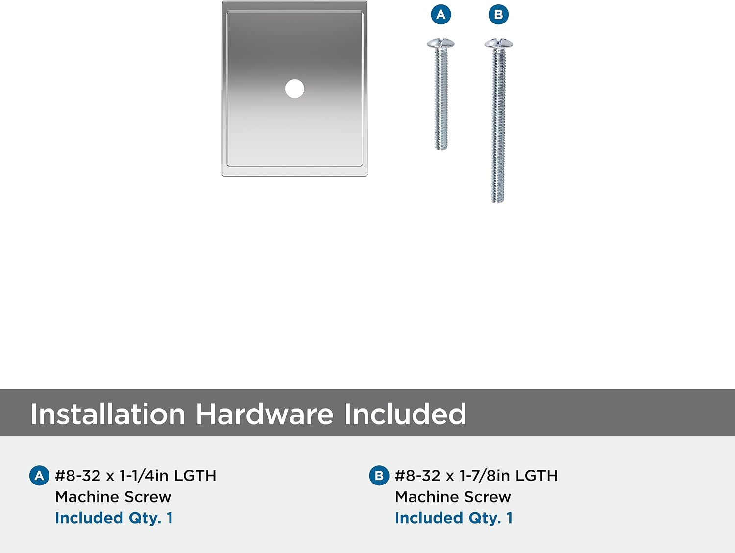 Amerock Maymont 1-5/8 inch (41mm) Length Square Polished Chrome Cabinet Knob Backplate, BP3758626