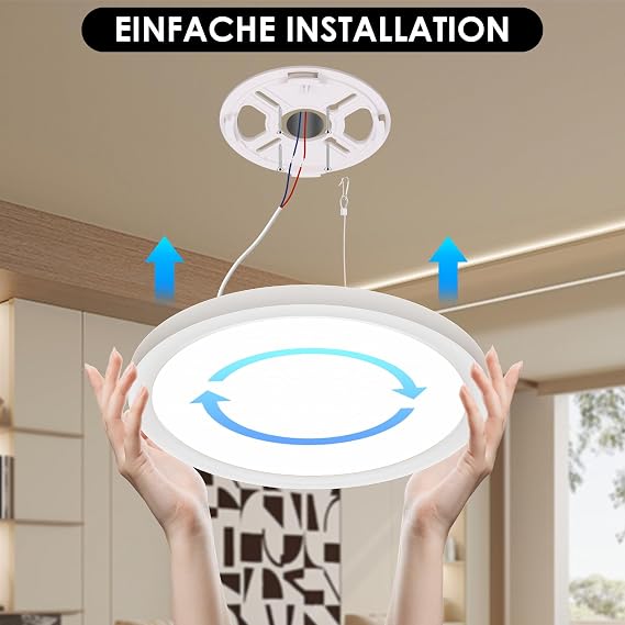 LED Ceiling Light Round Ceiling Light 3000 K 4000 K 6500 K 18 W 1800 LM IP44 Waterproof Modern Simple Lamp for Living Room Bathroom Bedroom Kitchen Thin 220 x 21 mm [Energy Class E]