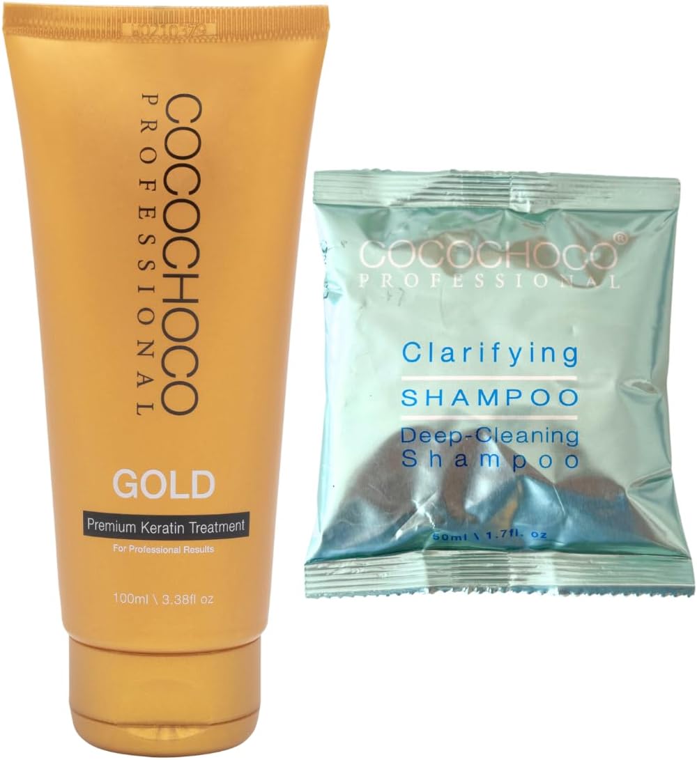 Cocochoco Professional Gold 100ml Brazilian Blow Dry Haar Glättung Keratin Behandlung 30ml Shampoo