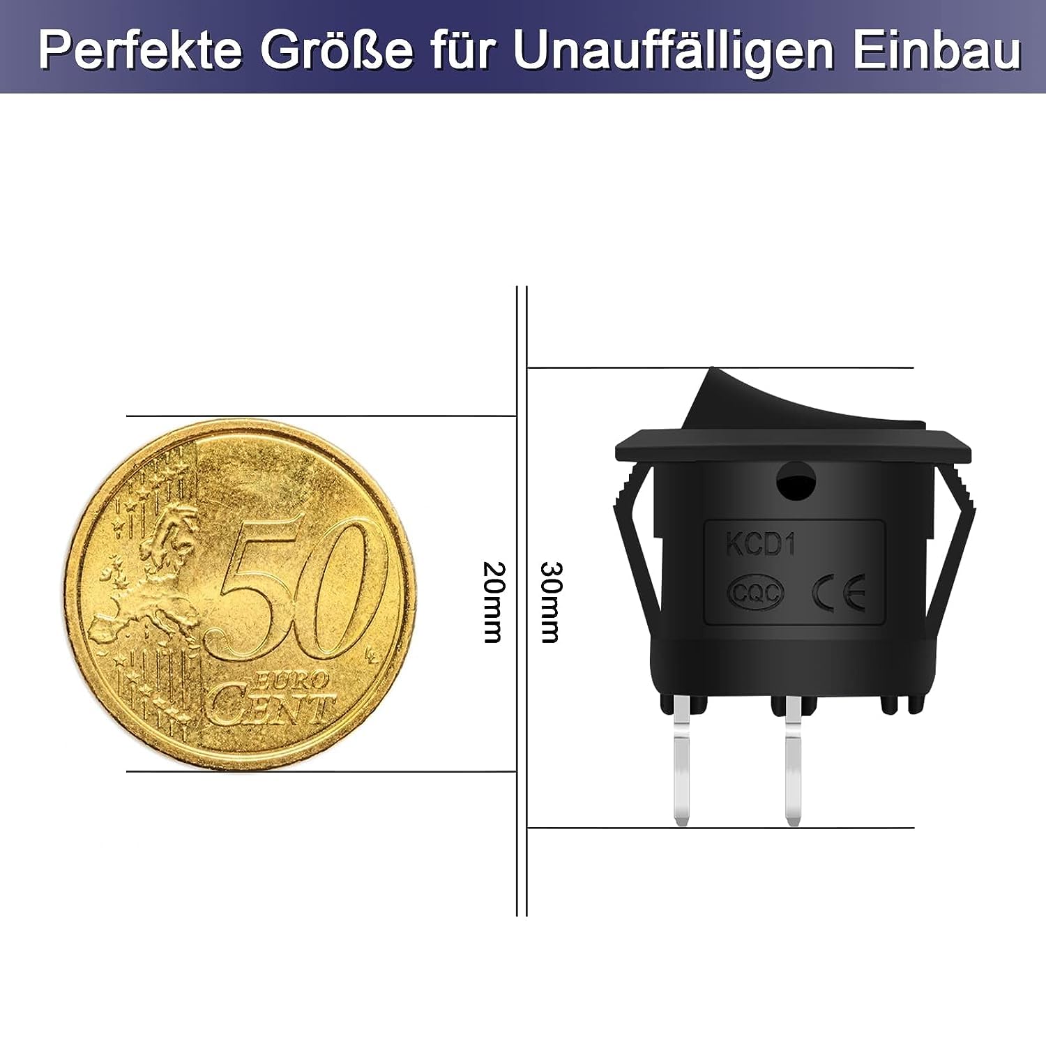 Interruttore A Dondolo Rotondo Nero Di Alta Qualità 20 Mm - Foto 8