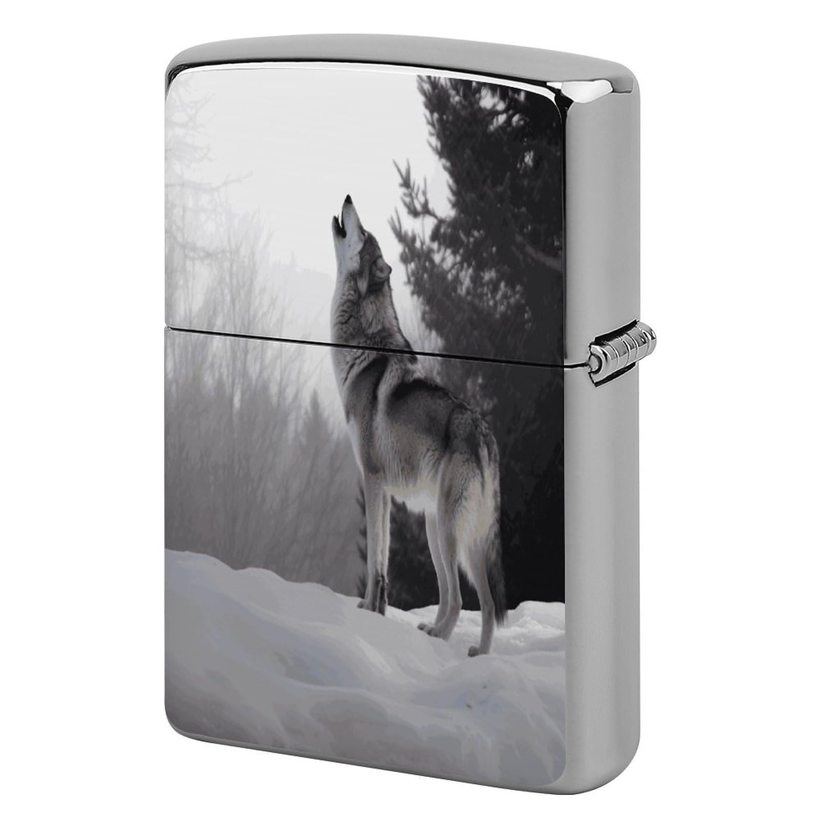 Btcowzrv Style Howling Wolf Metal Lighter Case Sleeve Cover Holder