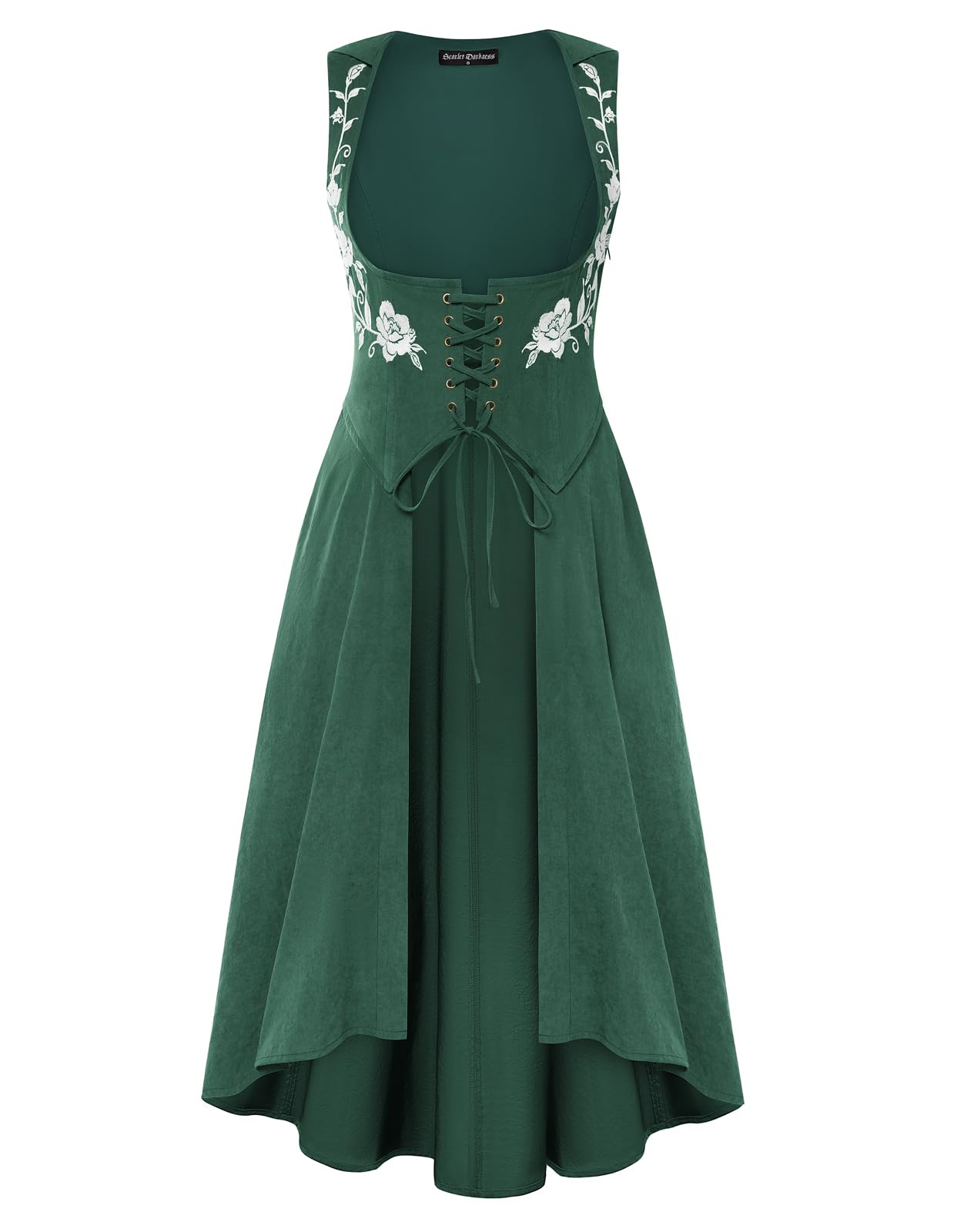 Scarlet Darkness Renaissance Hood Dress for Women Medieval Costume Underbust Pirate Dresses with Pockets, Emerald Green, Medium โ image 1