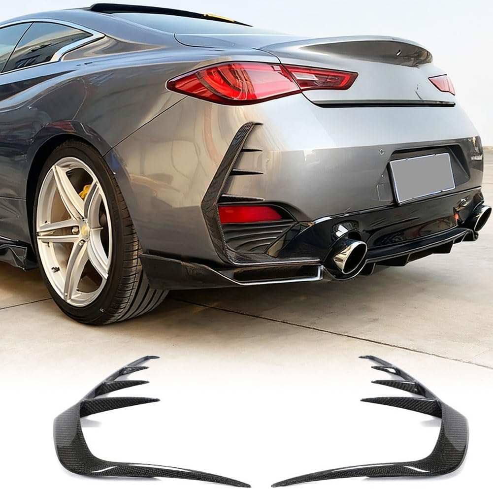 Carbon Fiber Rear Canard for Infiniti Q60 Q60S 2016-2022 Coupe 2-Door Rear Bumper Side Vent Trim Canards Fins Factory Outlet