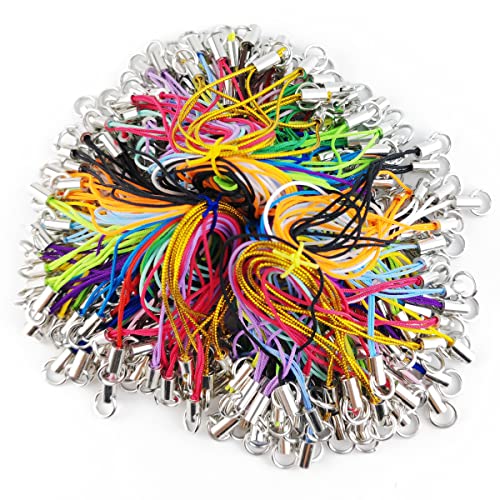 RONYOUNG 310PCS Lanyard Phone Ring Strap for Mobile Lariat Lanyard Cell Phone Split Ring Strap Sliver Tone Split Ring Cellphone Strap Charm Cords for Cellphone USB Drive Keychain DIY (Mixed Color)