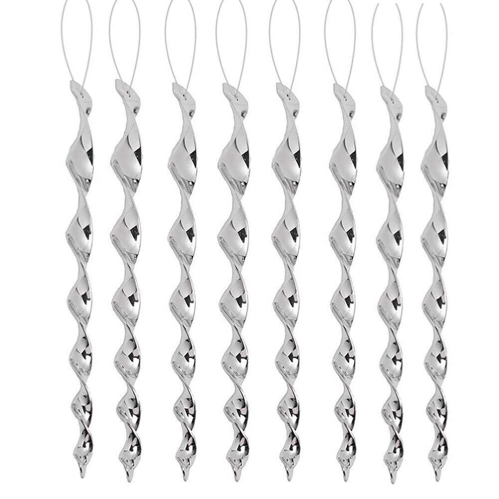 8PCS Reflective Bird Deterrent Rods, 30cm Hanging Bird Repellents Deterrent Birds, Bird Repellent Device Reflective Silver Wind Spiral to Keep Bird Away From Your House Window Garden