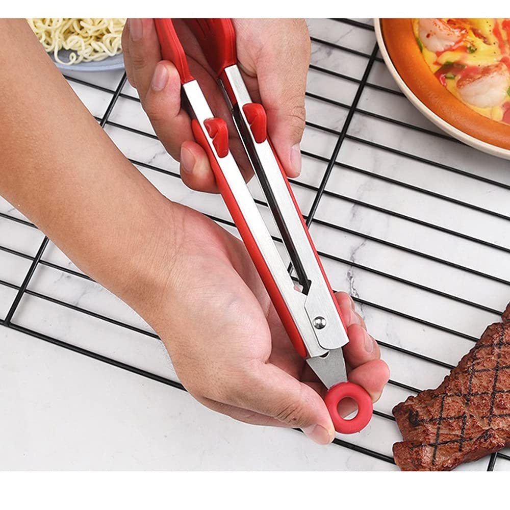 Pince de Cuisine, 1 pièce, en Acier Inoxydable, en Silicone, antidérapante, pour Service de Cuisine, Restaurant, Barbecue (Vert)