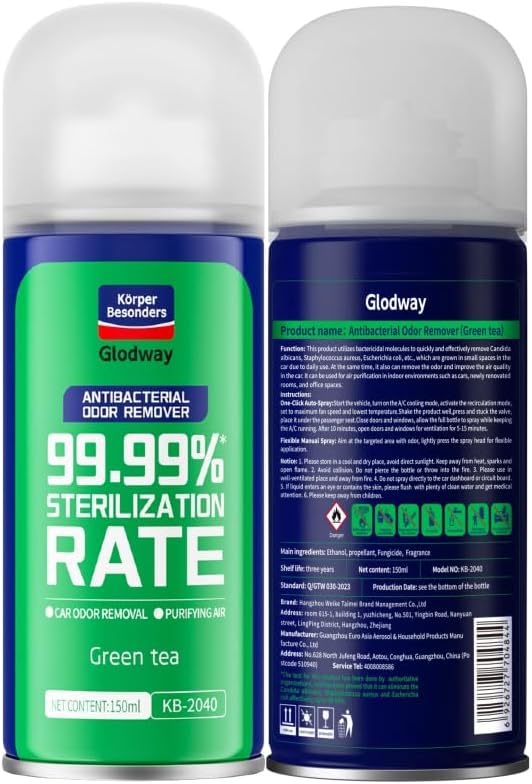 Glodway Air Refresher,Odor Eliminator Remover Spray,Odor Remover,Green Tea Long-Lasting Scent For Home,Couch,Mattress,Furniture, bathroom,Fabrics & Trash,6 Ounce,4 pack
