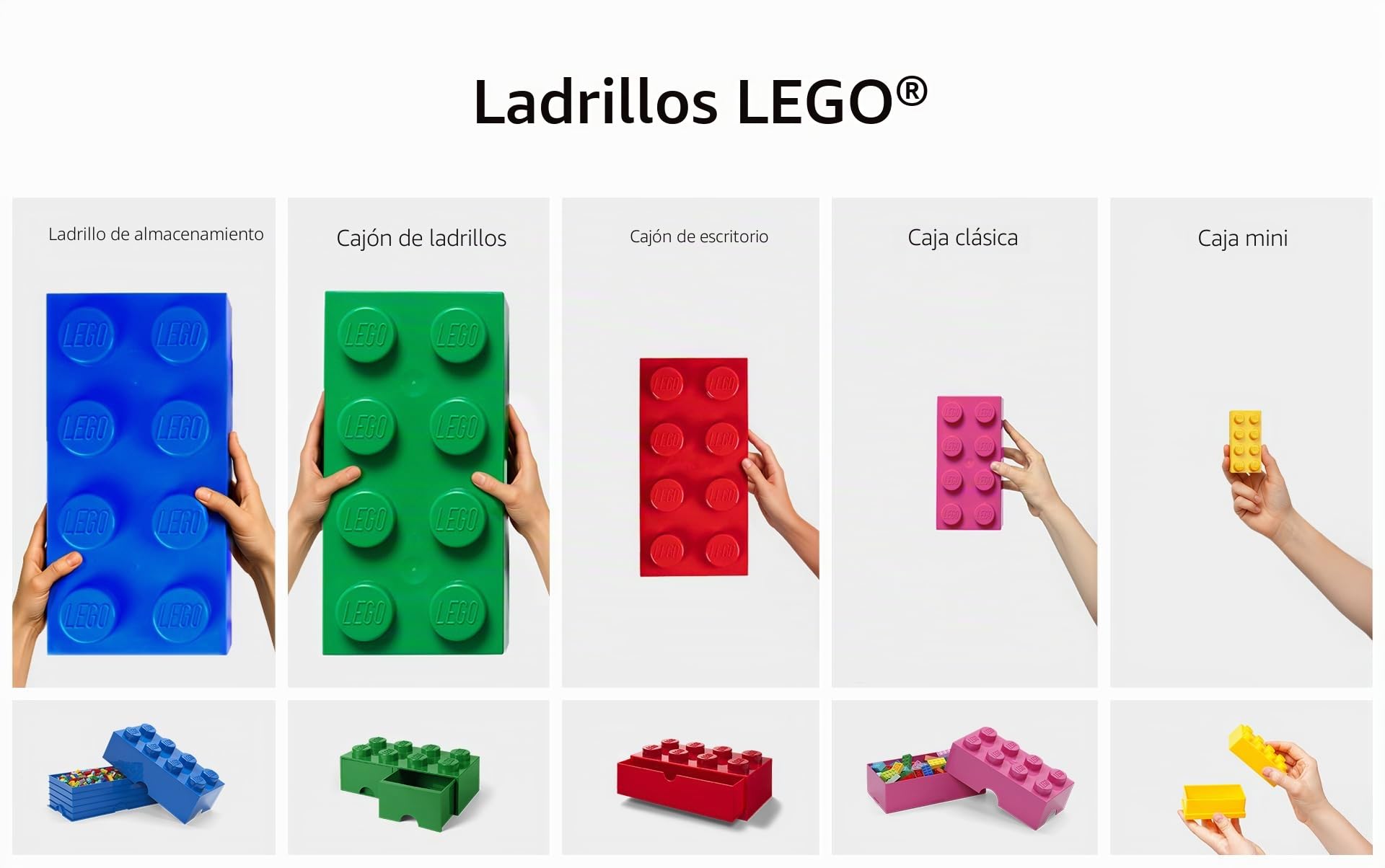 Ladrillo de Almacenamiento de 8 espigas de Lego, Caja de almacenaje apilable, 12 l