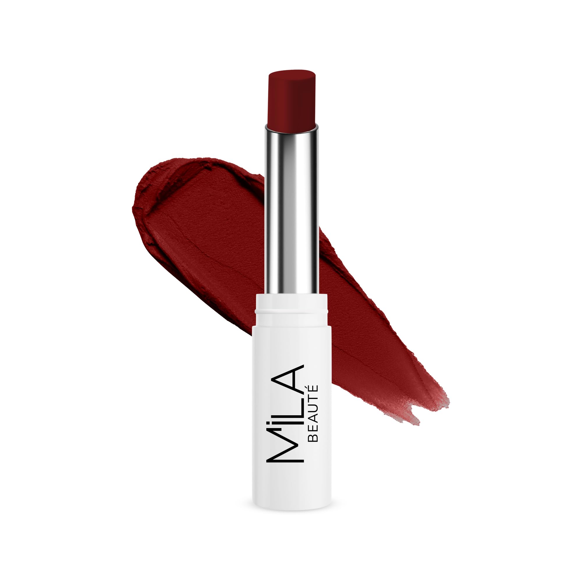 Mila Beauté 24 Hrs Locked In Lips Transfer Proof Lipstick | Enriched With Mango Seed Butter & Hyaluronic Acid | Transfer Proof Formula with Velvety Texture | Smudge Proof & Highly Pigmented | Shade - (Wine Hour, 3.2g)